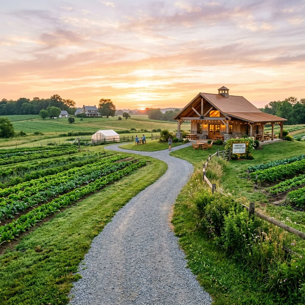 Cozy farm path background